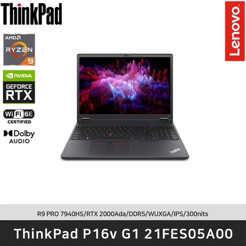 7940hs - [레노버]ThinkPad P16v G1 AMD 21FES05A00 R9-7940HS/DDR5 16GB/512GB/RTX 2000 Ada/FreeDos, Free DOS, 16GB, 512GB, 블랙