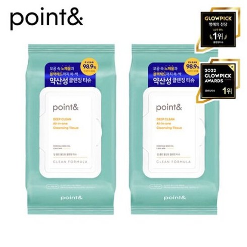 point&amp 포인트앤 딥 클린 올인원약산성클렌징 티슈80매X2개, 단품, 단품