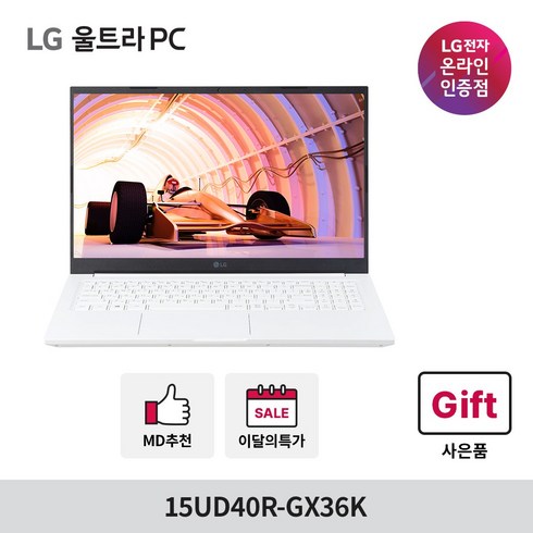 LG전자 LG울트라PC 15UD40R-GX36K (라이젠3 39.6cm R3 프리도스 RAM 8GB NVMe 256GB 15.6 스노우화이트), 화이트, RAM 16GB 추가, 라이젠3, Free DOS
