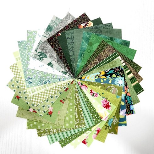 퀼트 - 수입 조각 원단패키지 30종 그린 (10cm X 10cm), 1개