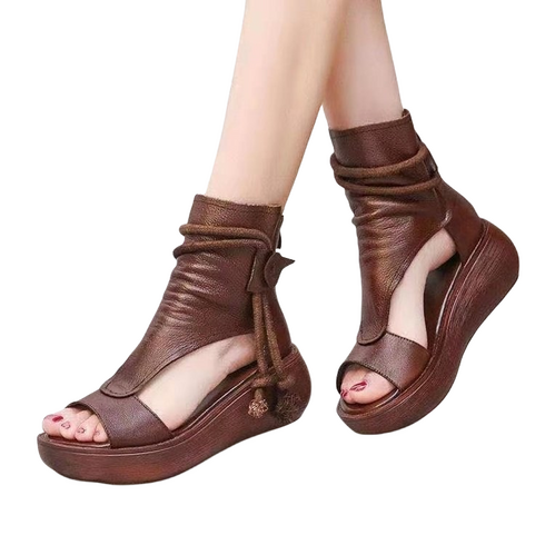NEW 소가죽 펀칭 샌들 - 통굽샌들 21여름시즌 뉴타입 여름부츠 소가죽 여자 펀칭 아웃 토스타일 머핀 샌들