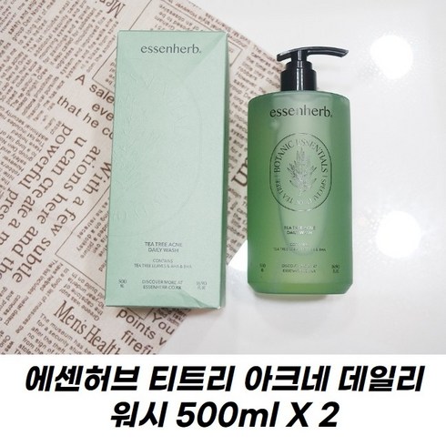 [리뉴얼] 에센허브 NEW 티트리 아크네 데일리 워시 바디워시 500ml 바디케어 트러블완화 피부개선, 2통