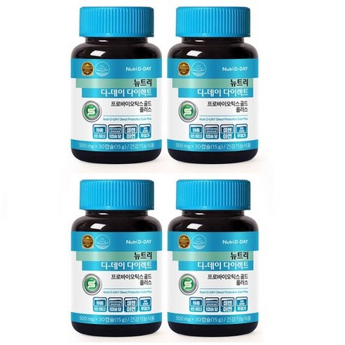 뉴트리디데이 다이렉트 프로바이오틱스 골드 플러스 유산균, 30정, 15g, 4개