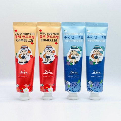 제주해녀 동백 수국 핸드크림 30ml x 4개입 선물세트 향좋은 고보습 선물 여행 기념품