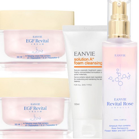 엔비 EGF 리바이탈 리페어 크림 2개+ 로즈 앰플 + 폼클렌징 ( 탄력 케어 + 화사 앰플 + 민감성 세안)
