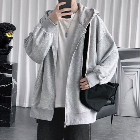 데일리퍼블릭 남녀공용 오버핏 기모 후드집업 루즈핏