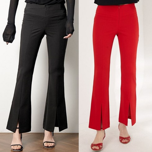 노브패리스 CTO여름 앞트임 부츠컷 슬랙스 55에서88 슬림핏 나팔 라틴 모던 웰빙 사교 연습복 댄스스포츠복, 블랙