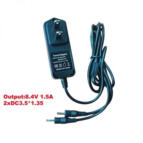 2023년 가성비 최고 디씨장갑 - 배터리어댑터 어댑터 가열 장갑 배터리 충전기용 리튬 충전기 이중 출력 DC3.5 X 1.35 포트 8.4V 1.5A