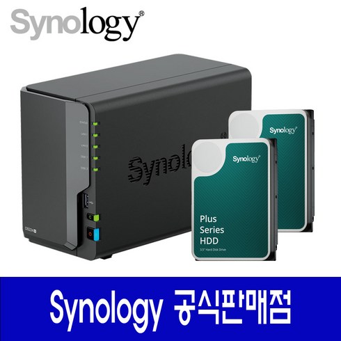 ds224+ - 시놀로지 디스크 스테이션 DS224+ 정품 하드포함 Plus HDD HAT3300 용량선택, 224+ 32TB(HAT3310-16TBx2)