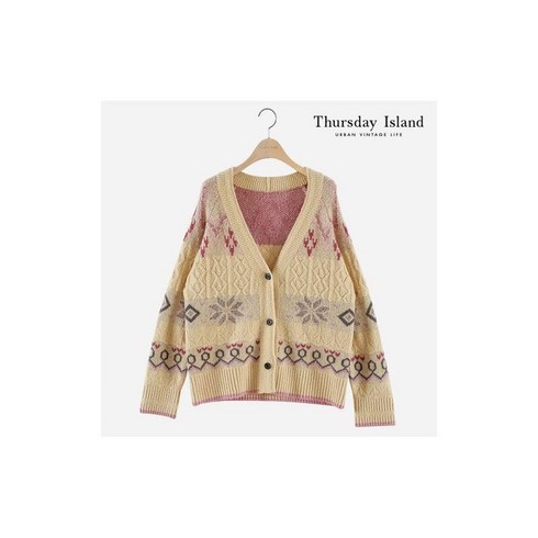 [Thursday Island] 펀치카 자카드 롱가디건(T218MCD238W)