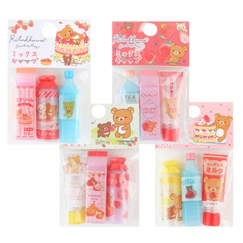 레인몰 리락쿠마 딸기 몽당연필홀더 보호캡 미니어쳐, 레드