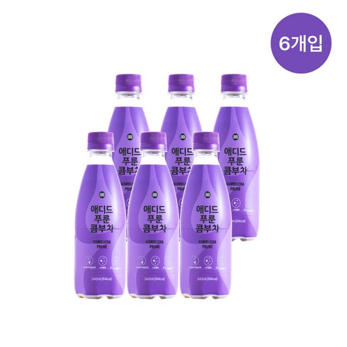 애디드 푸룬 콤부차 주스 스파클링 탄산 쾌변 숙변 장청소 음료 임산부푸룬, 340ml, 6개