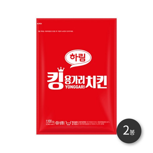 하림 킹용가리치킨 1100g 2봉, 2개