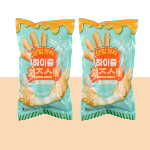 하이즐 치즈스틱 750g (25g x 30개) 2봉 롯데리아치즈스틱 냉동치즈스틱 치즈스틱대용량, 하이즐 치즈스틱 750g 2봉, 2개