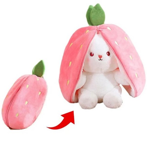 20cm 딸기 토끼인형 지퍼 애착 동물인형 봉제 기념품