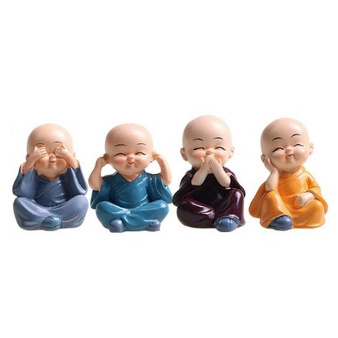 차차미 차량용 미니스님 자동차 실내소품 인테리어 동자승 피규어 미니어처, 4종동자승