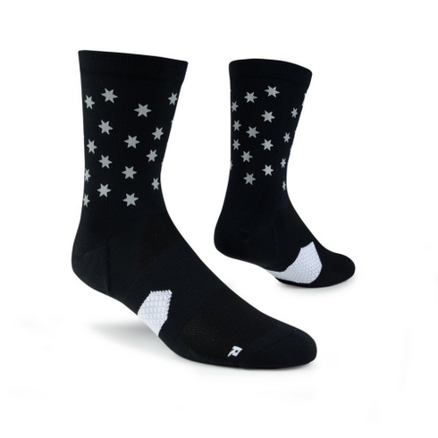 SAYSKY 컴뱃 리플렉티브 하이 삭스 COMBAT REFLECTIVE HIGH SOCKS - Black w/ 3M Starts, M-L