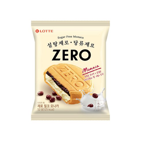 롯데 제로 밀크 모나카 아이스크림, 52g, 20개
