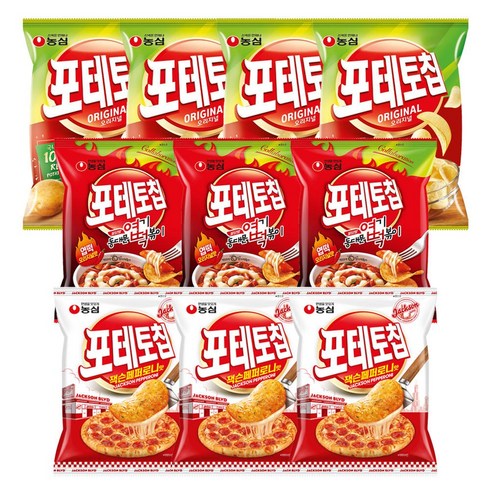 엽떡오리지널맛 - 농심 포테토칩 오리지널 60g 4개 + 잭슨페퍼로니맛 50g 3개 + 엽떡오리지널맛 50g 3개