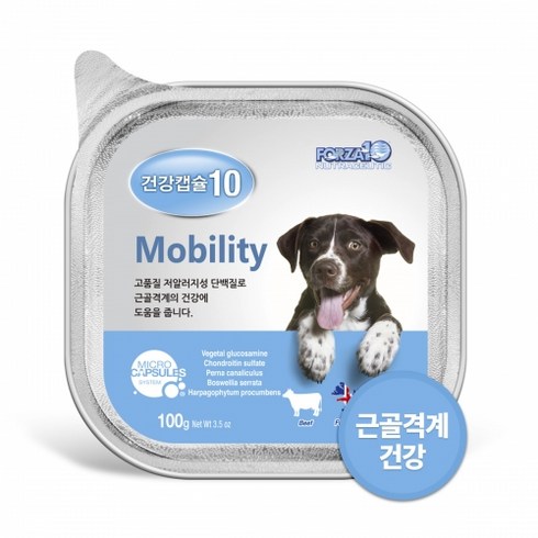 포르자10 건강캡슐10 강아지 기능성 주식캔 간식캔 100g 5종(1BOX)16개입, 1개, 근골격(Mobility)X8개