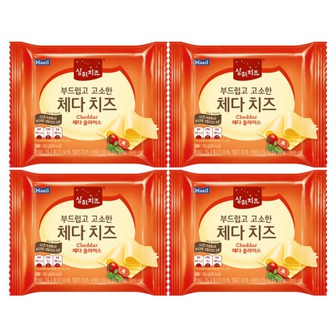 매일상하치즈 - 상하 부드럽고 고소한 체다치즈360g(20매입)x4팩/냉장, 360g, 4개