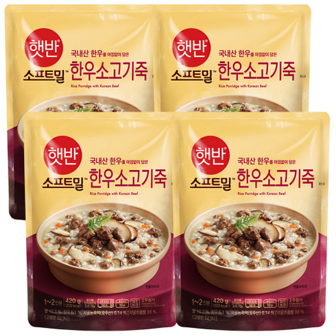 비비고 한우 소고기죽, 420g, 4개