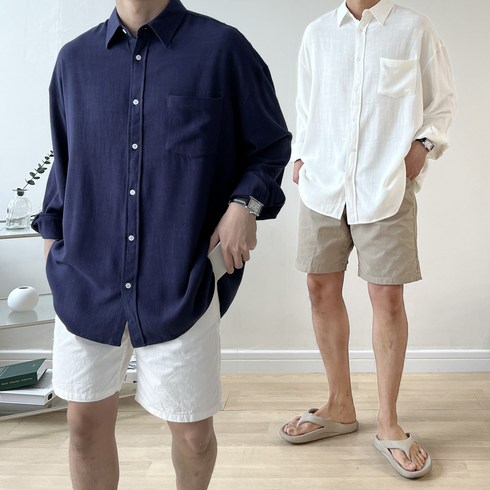 예스와이 / 남자린넨셔츠 흰셔츠 구김없는셔츠 남자휴양지룩