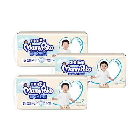 LG 생활건강 마미포코 FLEX팬티 특대형 남여공용 40P x 3팩 (총 120P), 5단계, 120매