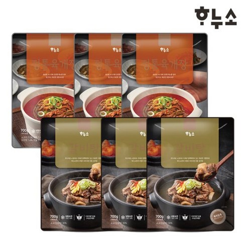 하누소갈비탕 - 하누소 갈비탕700g 3팩 + 육개장700g 3팩 총6팩, 1세트, 700g