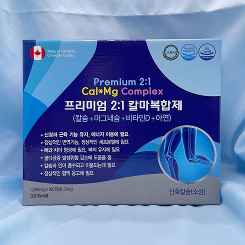 명문제약 프리미엄 2:1 칼마복합제 마그네슘 칼슘 아연 비타민D, 1개, 180정