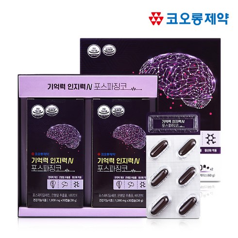 1000mg징코ps구매 - 코오롱제약 기억력 인지력엔 포스파징코 1 000mg x 60캡슐, 1개, 60정