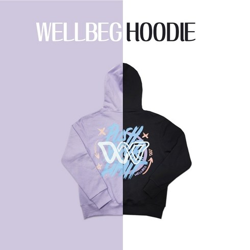 웰벡 티셔츠 2023 FW NEW Hoodie 헤비쭈리 후드티 바이올렛 퍼플 블랙 (2장이상 구매시 양말 사은품증정_2장 당 1개)