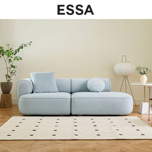 2023년 가성비 최고 에싸소파 - [에싸] 플러피 3인 오픈 반카우치형 리브 패브릭 소파, 소다블루, 좌형