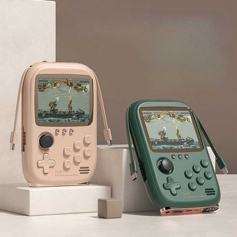 최신 휴대용게임기 보조 배터리 LED잔량 표시, 그린 -만개의 게임 - 6000mAh +패드