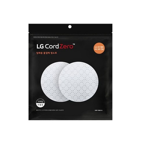 LG전자 정품 코드제로 A9/A9S 무선 청소기 일회용 물걸레 청소포, 60개