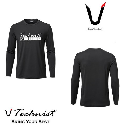 테크니스트 티셔츠 배드민턴 상의 긴팔티 블랙 22TT-82A40BK 남성 여성 남녀공용 커플 배드민턴복