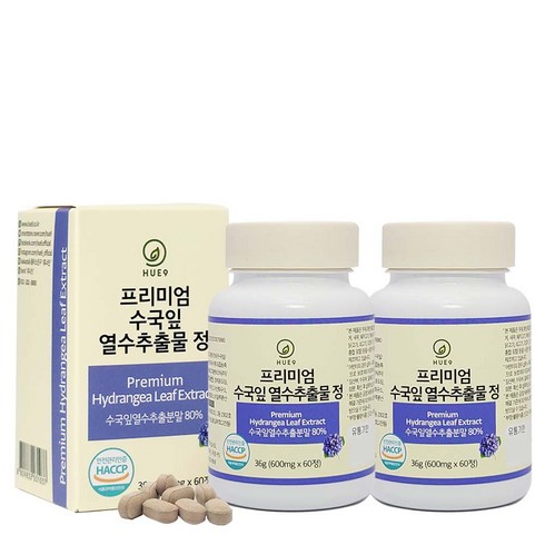 프리미엄 수국잎 열수 추출물 분말 수국 60정, 36g, 2개