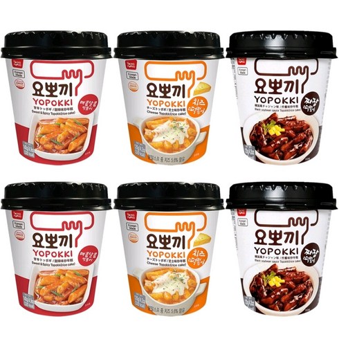 요뽀끼 - 요뽀끼 컵 떡볶이 매콤달콤2개+치즈2개+짜장2개, 1개