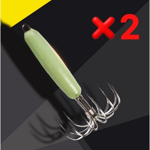 2023년 가성비 최고 쭈킬 - 오징어 문어 야광 후크 바늘 채비, 35g 2개