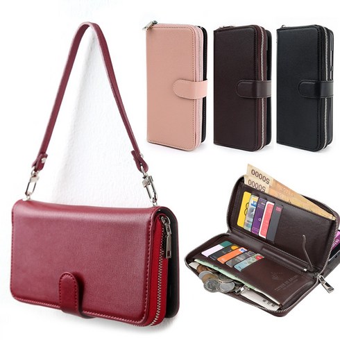 레드울프 코스지퍼 미니백줄 T링 완벽셋트 지갑형 핸드폰케이스 모든기종 사용가능 명품가죽 카드 지폐 동전 수납 미니백 디자인