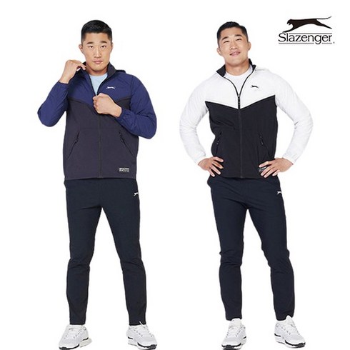 남성바람막이점퍼 - [슬레진저] 남성 배색 후드 탈부착바람막이 점퍼 [종택일]