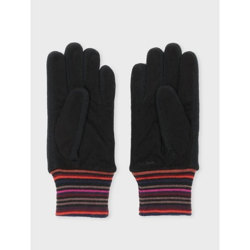 Paul Smith Multi-border ribbed suede gloves 230759 Black