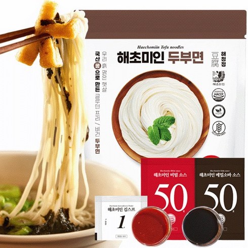 [KT알파쇼핑]해초미인 두부면 25봉+비빔20+메밀소바5+김스프25, 180g, 1세트