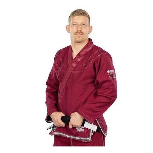 FUJI Suparaito BJJ 도복 및 무술 유니폼 - 펄 위브 재킷이 있는 브라질 주짓수 후지, Burgundy