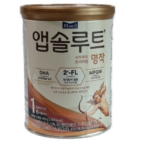 앱솔루트 프리미엄 명작 분유 1단계, 400g, 2개