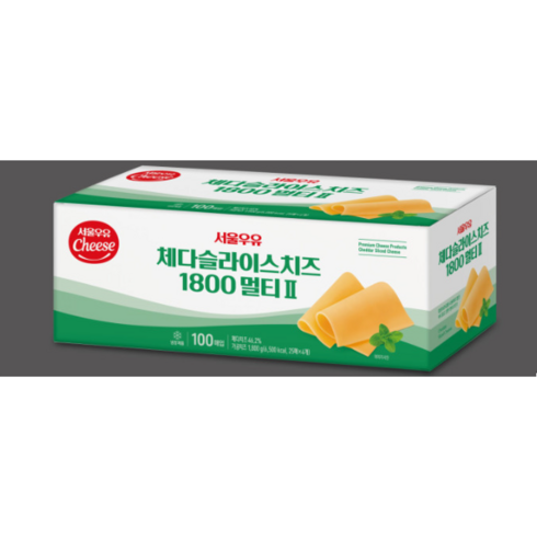 대용량치즈 - 서울우유 체다슬라이스치즈1800 멀티2(200매), 1.8kg, 2개