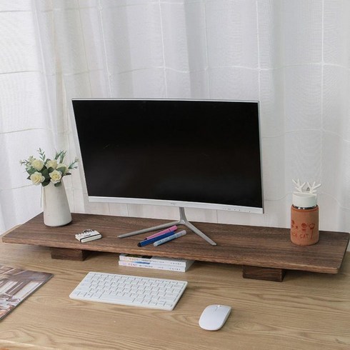 와이드 모니터 받침대 원목 대형 듀얼 컴퓨터 스탠드, 월넛 (100x20x10cm), 1개