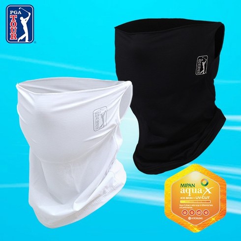 PGA TOUR 골프 남녀공용 자외선 UV 차단 귀고리 쿨링 마스크 필드용퓸, 화이트