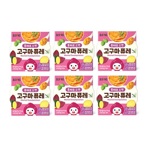 고구마퓨레 - 엘빈즈 통째로 으깬 곡물퓨레, 고구마, 90g, 6개