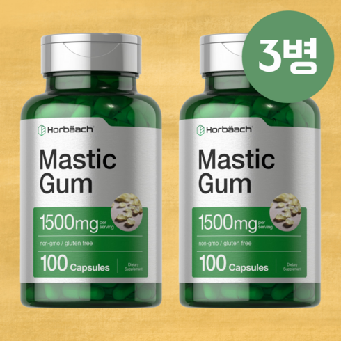 위에 좋은 고함량 매스틱 검 1500mg 효능 소화불량 영양제 2병, 2개, 100캡슐